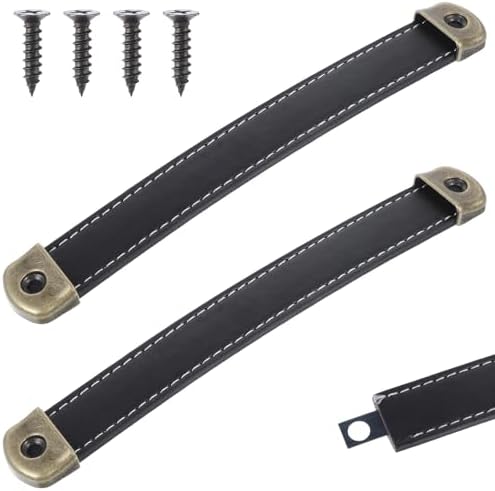 Premium Leather Drawers Suitcase Handles 2-Piece Black