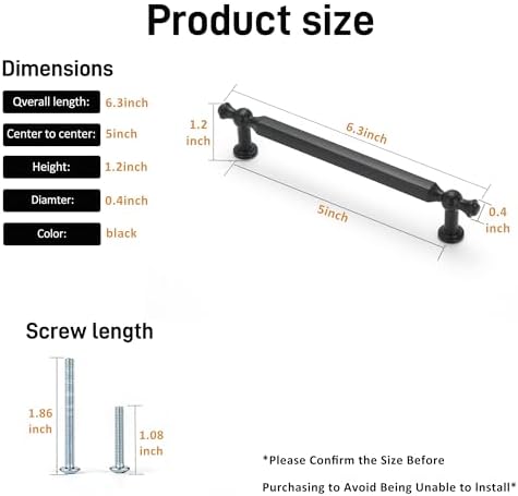 Sturdy Matte Black Kitchen Handles 5-Inch Pack for Rustic Cabinets