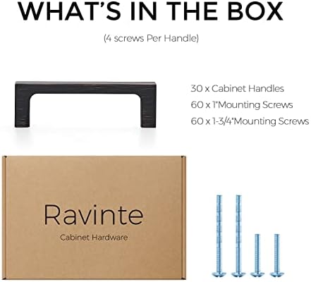 Ravinte Solid 3 Inch Kitchen Cabinet Square Pulls Oil-Rubbed Bronze Kitchen Handles