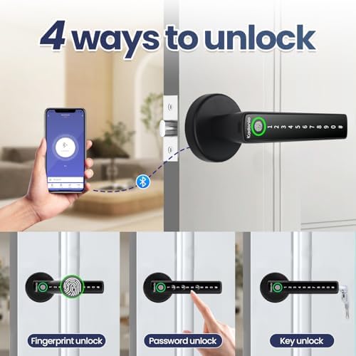 Fingerprint Door Lock Black - Smart with Alexa Backup Key
