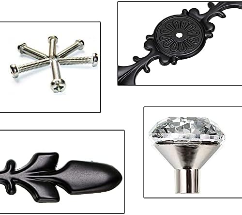 Stunning 6-Piece Diamond Crystal Glass Cabinet Knobs