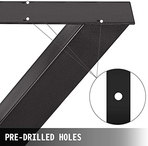 VEVOR Set of 2 Black Steel Table Legs
