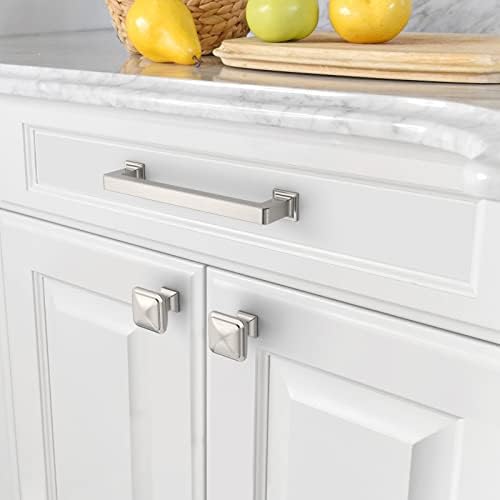 Amerdeco 10 Pack Satin Nickel Cabinet Pulls 5 Inch Hole Centers