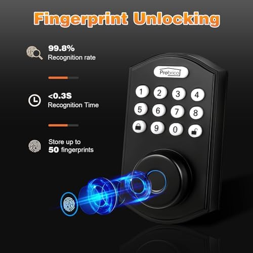 Probrico ProGuard Smart Door Lock - 4 Unlock Methods for Secure Access