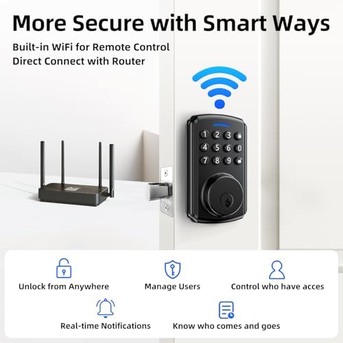 Deadbolt Smart Lock Front Door Remote Voice No Bridge Required and Secure