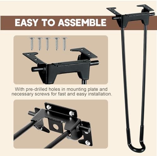 MAOPINER 126 Inch Foldable Hairpin Table Legs Black