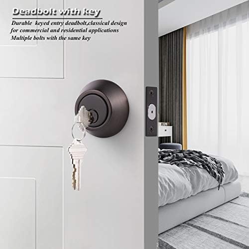 Secure Durable Single Cylinder Door Lock Oil-Rubbed Bronze 1-Pack