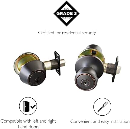 Design House 728733 6-Way Universal Entry Door Knob with Deadbolt
