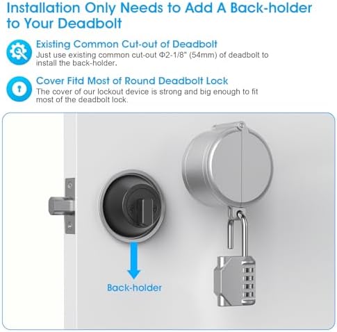 AST Deadbolt Lockout Device with Combination Padlock No Drill Matte Silver