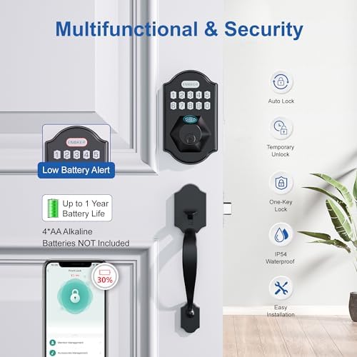 Secure Front Door Lock Set with Fingerprint App Control