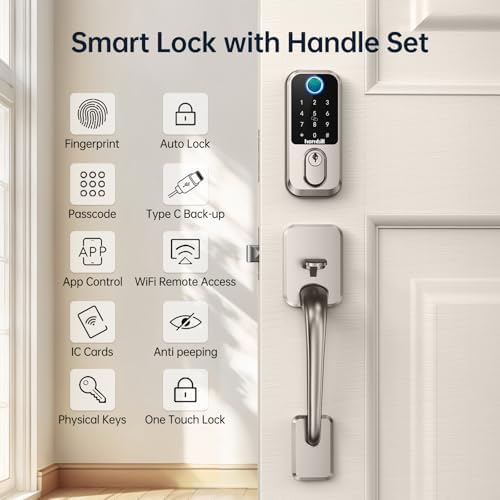 Hornbill Smart Lock - WiFi Fingerprint Door Lock with Handle