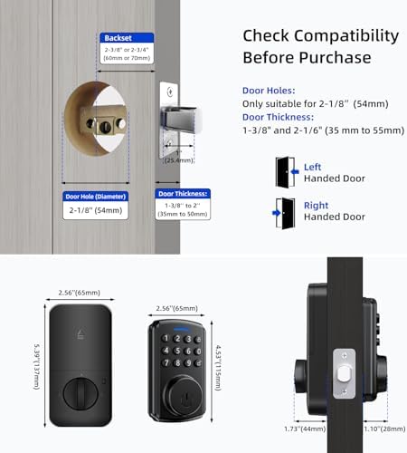 Deadbolt Smart Lock Front Door Remote Voice No Bridge Required and Secure
