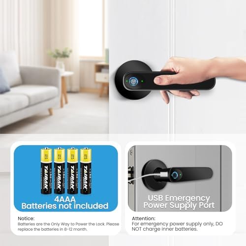 Fingerprint Smart Door Lock with Keyless Entry Black