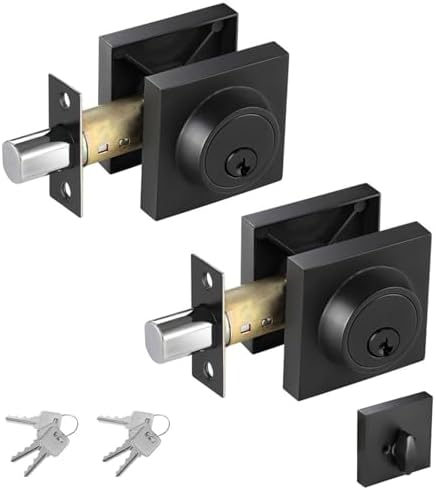 TooCust Square Single Cylinder Deadbolt 2 Pack
