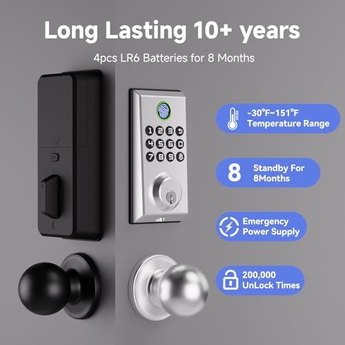 Smart Deadbolt Lock with Alexa Doorbell Multiple Entry Methods Security