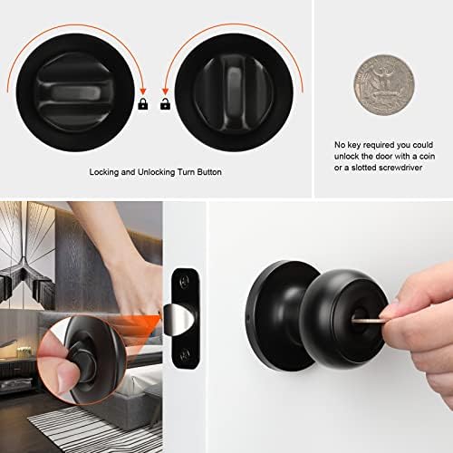 Haidms 8 Pack Matte Black Interior Door Knobs