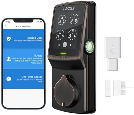 Lockly Secure Pro Smart Deadbolt Smart Lock Keyless Entry Door Includes Auto
