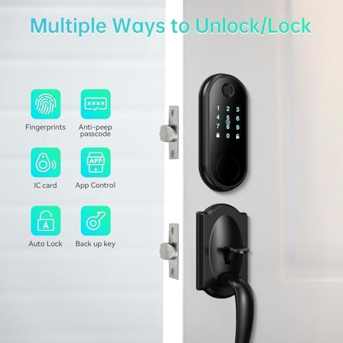 Smart Lock Front Door Set Black