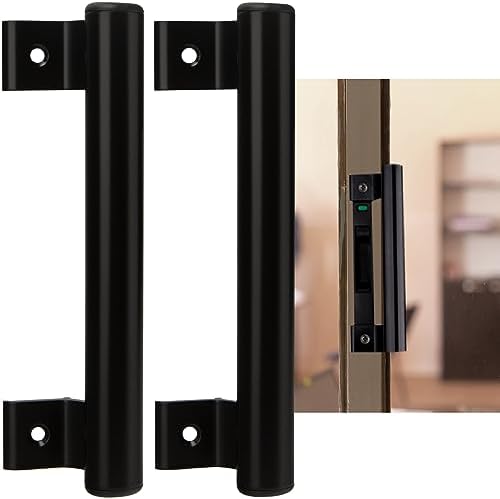 8 Inch Metal Sliding Door Pull 2 Pack Black Handle Replacement