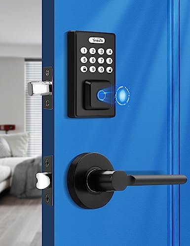 Tinewa Black Smart Door Lock with Fingerprint and App Control