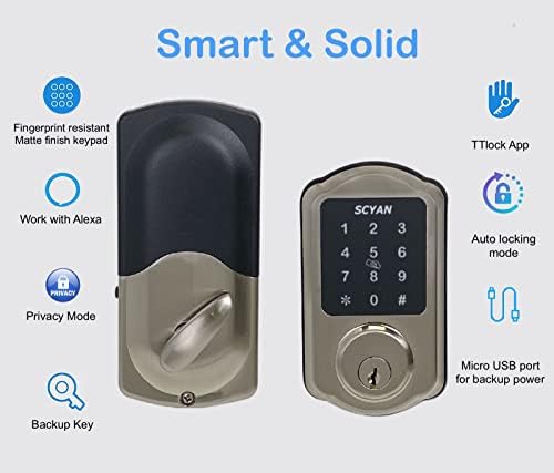 Smart Deadbolt Lock with Keypad Keyless Entry for Home Airbnb