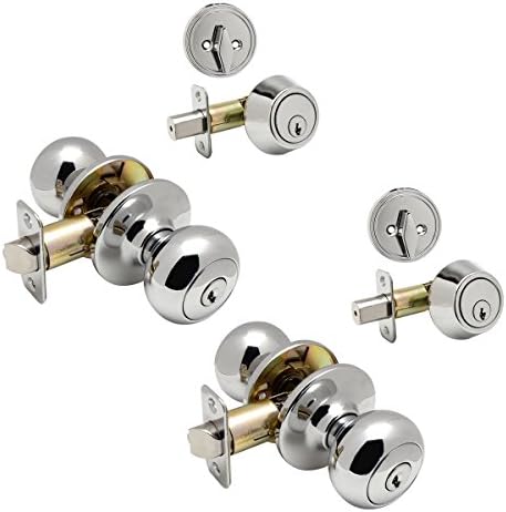 2-Piece Bedford Polished Chrome Entry Knob and Deadbolt Set
