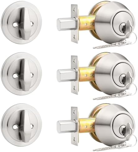 Probrico 3-Pack Satin Nickel Deadbolts