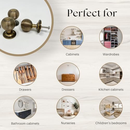 Antique Brass Beehive Knob Set for Home