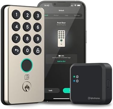 Igloo Home Smart Deadbolt Bridge Remote Control Alexa Fingerprint Entry Easy Setup