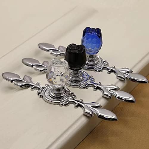 4 Pack Rose Flower Crystal Cabinet Knobs with Plate