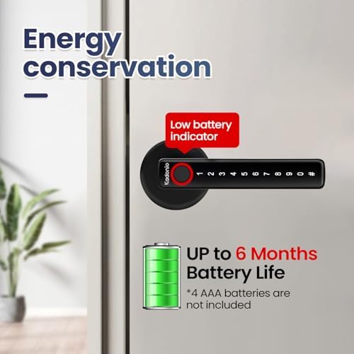 Fingerprint Door Lock Black - Smart with Alexa Backup Key