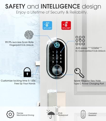 Smart Deadbolt Door Lock with Fingerprint Ic Fob Code