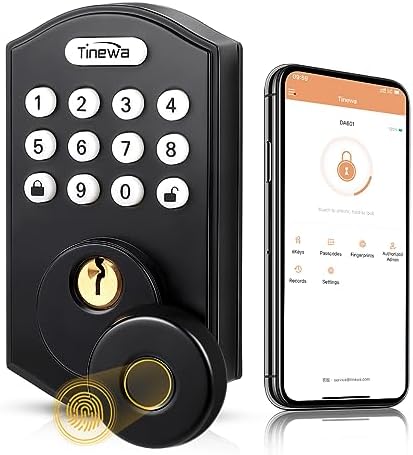 Tinewa 1 Pack Smart Fingerprint Deadbolt Lock