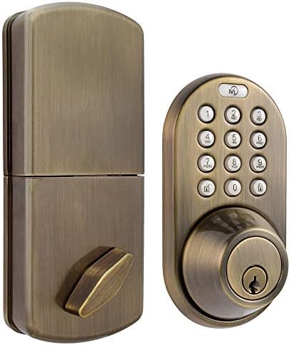MiLocks XF-02AQ Digital Deadbolt Keyless Entry Remote Control Antique Brass