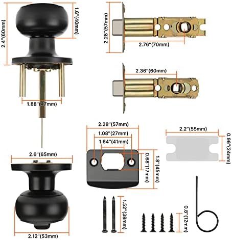 Haidms 8 Pack Matte Black Interior Door Knobs