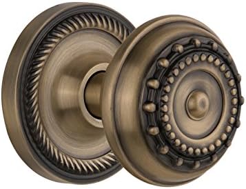 Nostalgic Warehouse Rope Rosette with Meadows Knob Privacy 2375 Diameter Antique Brass