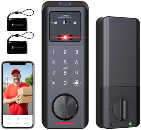 Jacchozhi 3D Face Recognition Smart Lock with Camera and WiFi