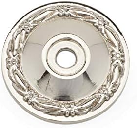 RK International RKI Polished Nickel Flat Deco-Leaf Knob Backplate