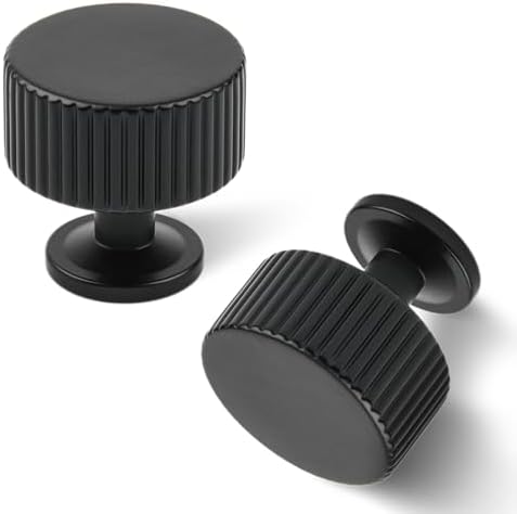 Matt Black Kitchen Cabinet Knob 6 Pack Solid Brass Drawer Pulls
