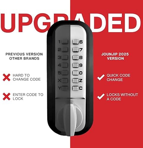 JOUNJIP Deadbolt Keyless Entry Door Lock No Code Required Secure Durable