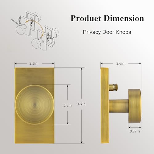 ToPToToo Antique Brass Privacy Door Knobs