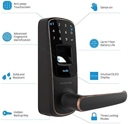 ULTRALOQ Smart Door Lock - Fingerprint Entry Deadbolt Aged Bronze