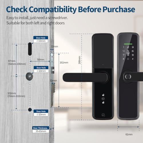 Sophies Smart Deadbolt Lock with Fingerprint Entry Keyless Door Security with Tuya