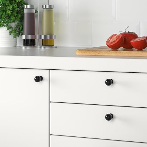 Trust4Care 8-Pack 1-13 Matt Black Cabinet Knobs with Wide Base Backplate