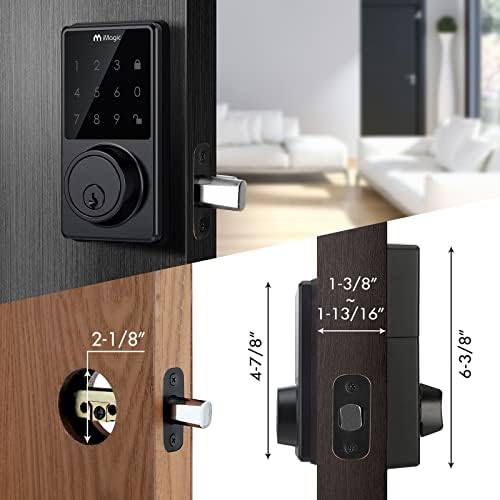 Secure TouchScreen Deadbolt - 50 User Codes Keyless Entry Automatic Lock Matt Black