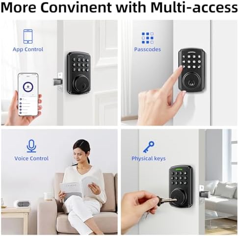 Deadbolt Smart Lock Front Door Remote Voice No Bridge Required and Secure