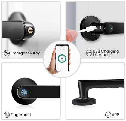 Fingerprint Smart Door Lock with Keyless Entry Black