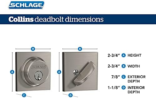 SCHLAGE Deadbolt with Collins Trim Satin Brass Modern Style Security