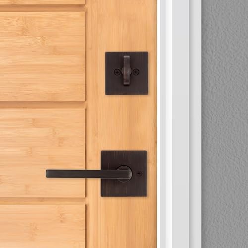 Kwikset Deadbolt Door Hardware Set Square and Keyed on One Side