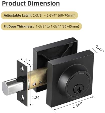 TooCust Square Single Cylinder Deadbolt 2 Pack